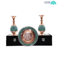 پکیج بشقاب ساده (۲۰ سانتی‌متری) و دو عدد گلدان صراحی (۱۶ سانتی‌متری) فیروزه کوب