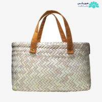 سبد حصیری دسته چرمی