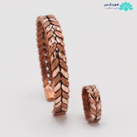 نیم ست دستبند و انگشتر طرح بافت گندمی دو رج