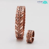 نیم ست دستبند و انگشتر طرح بافت گندمی سه رج