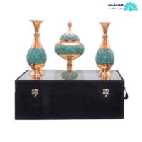 پکیج شکلات خوری (۲۲ سانتی‌متری) و دو عدد گلدان صراحی (۲۰ سانتی‌متری) فیروزه کوب