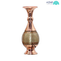 گلدان صراحی (۲۰ سانتی‌متری) مس و خاتم