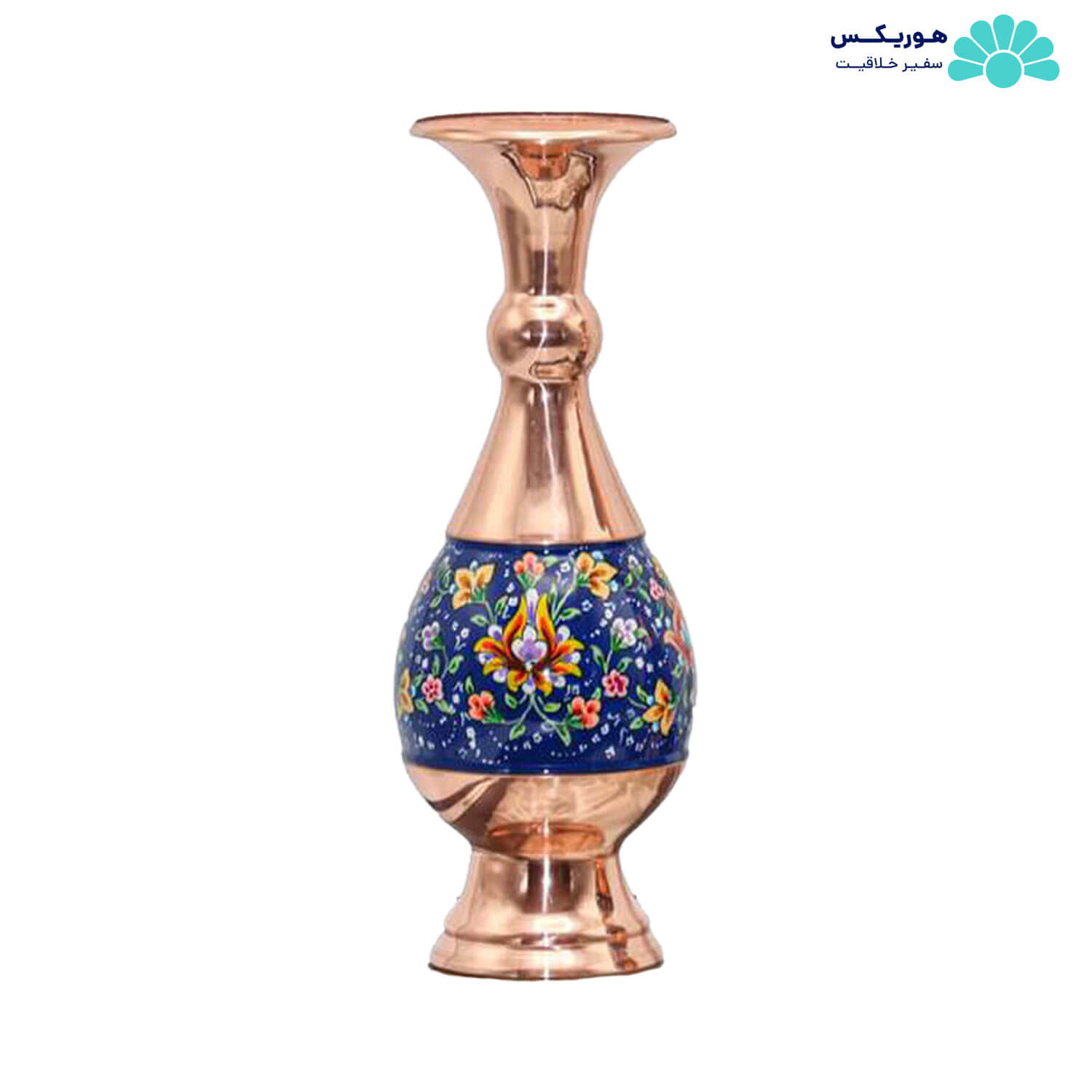 گلدان صراحی (۲۰ سانتیمتری) مس و نقاشی