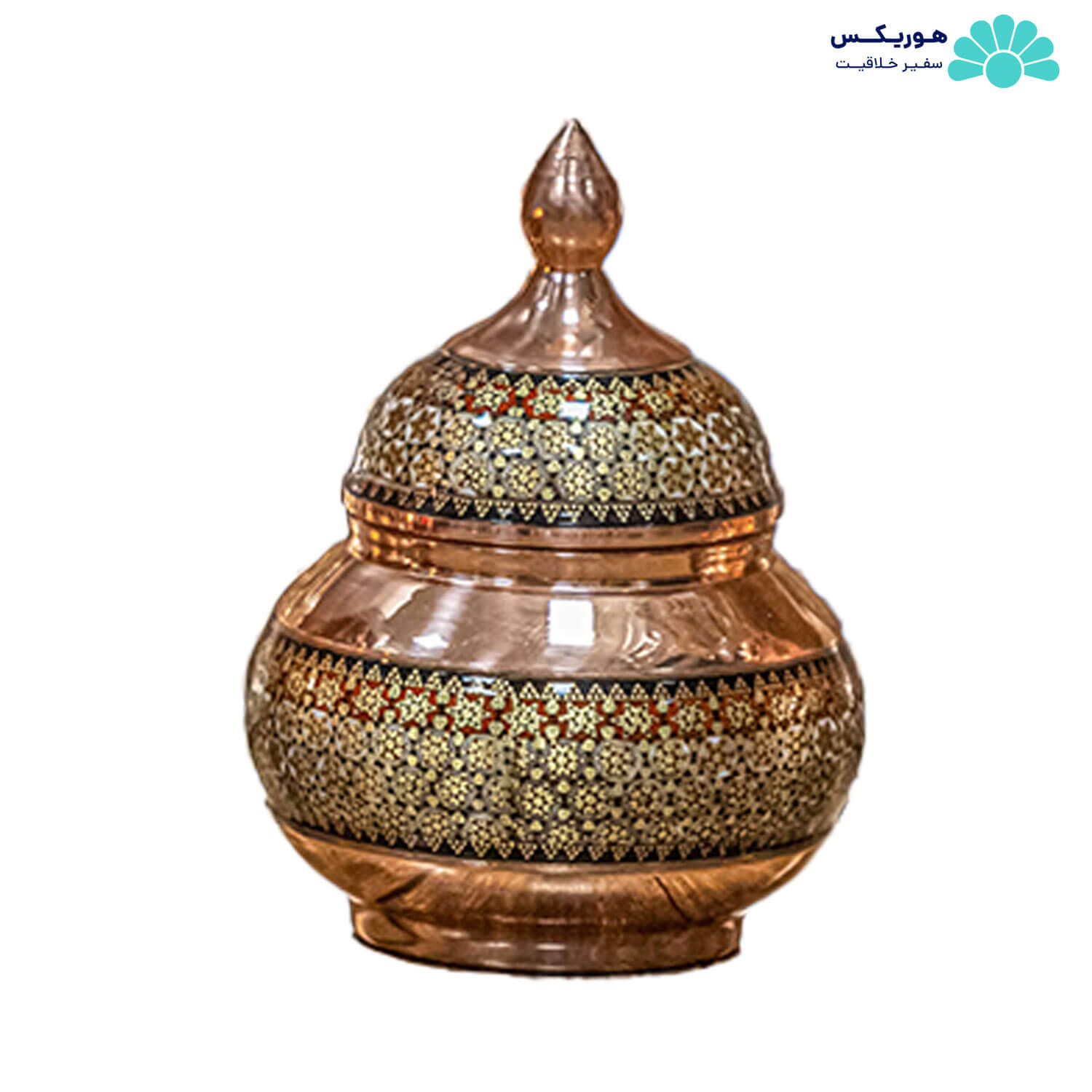 قندان (۱۳ سانتیمتری) مس و خاتم