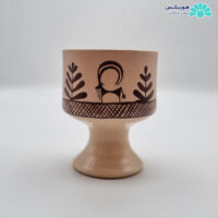 جام پایه‌دار متوسط سفالی طرح گوزن