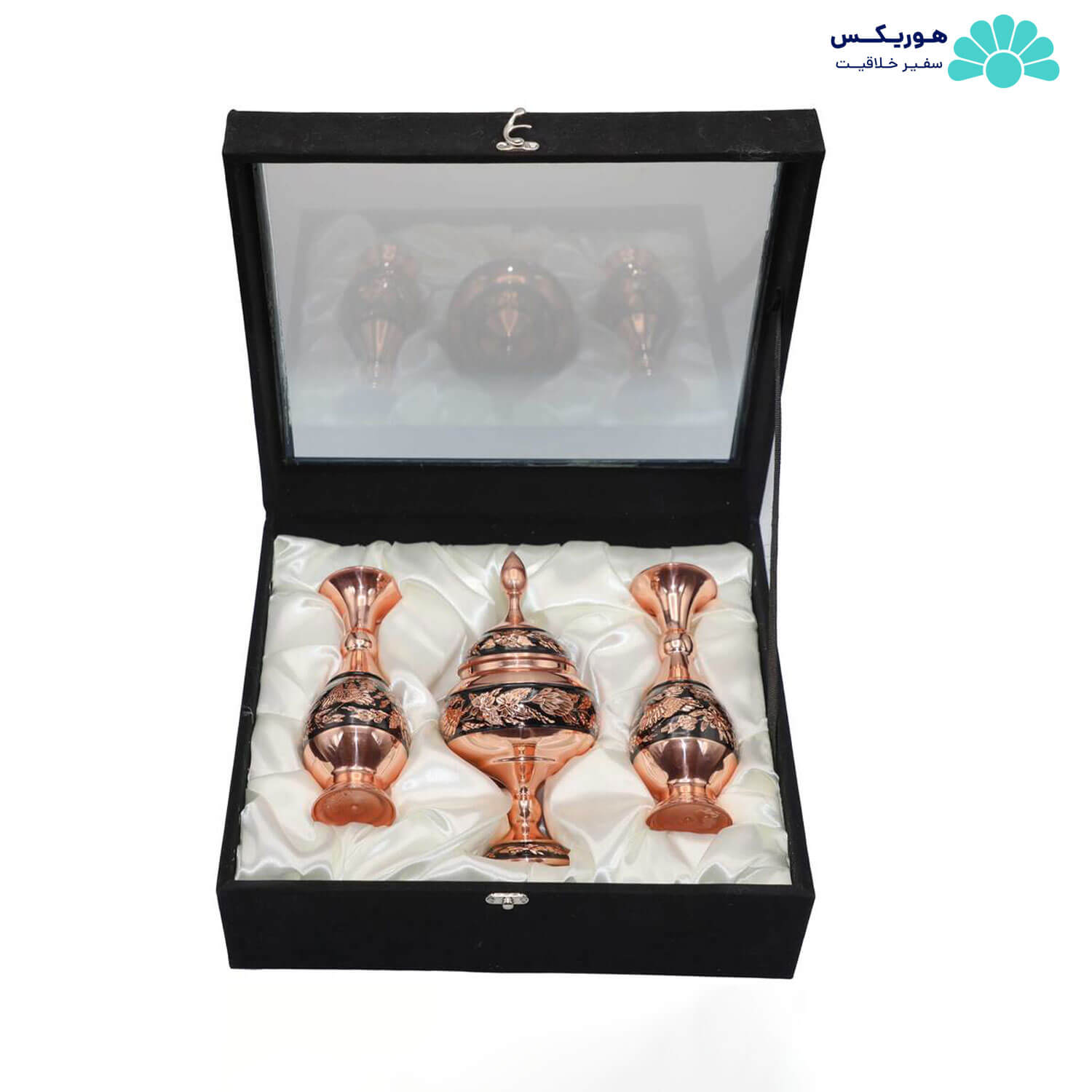 پکیج شکلات خوری (۲۲ سانتیمتری) و دو عدد گلدان صراحی (۲۰ سانتیمتری) الماس تراش